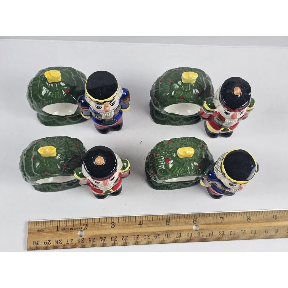 Block Spal Whimsy Christmas Holiday Nutcracker Napkin Rings Holders Set Of 4